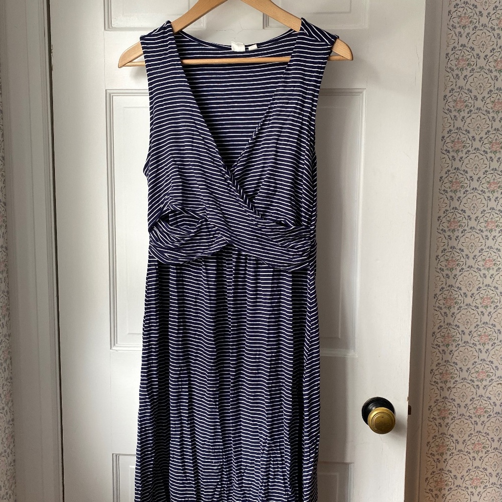 Gap Maternity navy blue striped dress